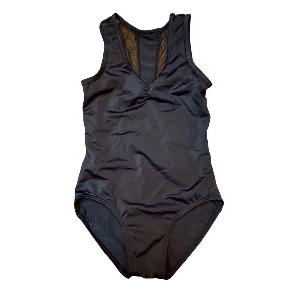 BALERA Black Dance Leotard Girls IC 7-8 Mesh Back Sleeveless Leo Dancewear Girl